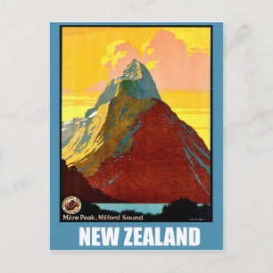 New Zealand, Mitre Peak, mountain Postcard
