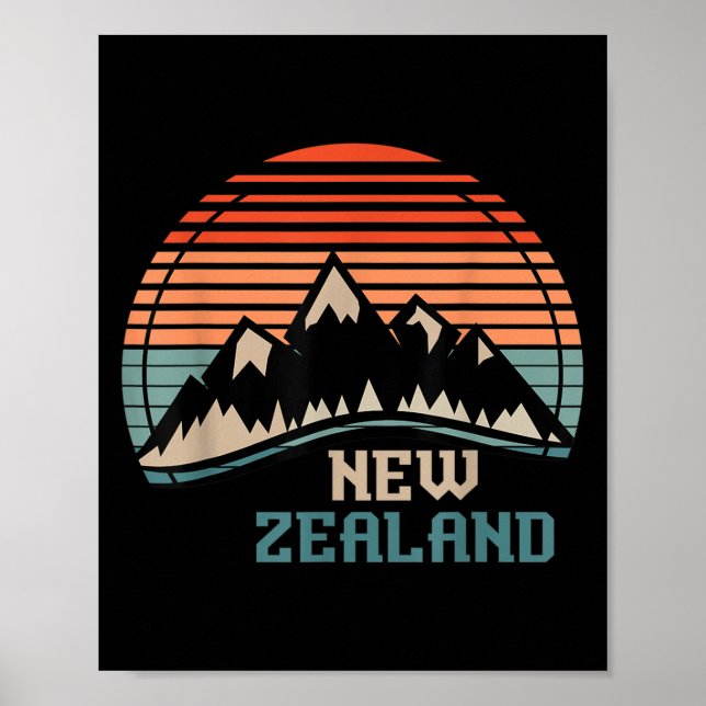 New Zealand Mountain Hiking Gift New Zealand  Poster (Front)