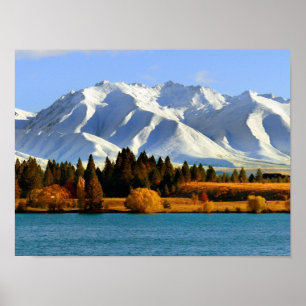 New Zealand Mountain Landscape Poster