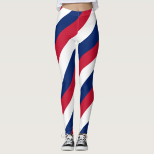New Zealand National Flag Colours Diagonal Striped Leggings