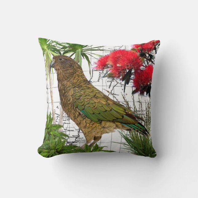 New Zealand Native Kea Pillow (Front)