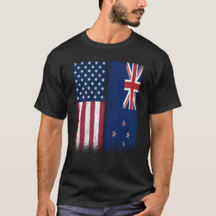 New Zealand New Zealand American Flags Proud USA T-Shirt