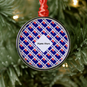 New Zealand New Zealander Flag Tiled Personalised  Metal Ornament