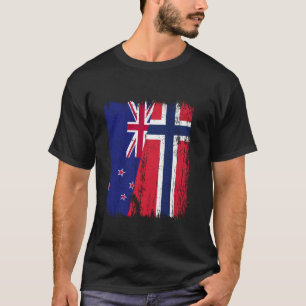 New Zealand Norway Half Flag New Zealand Norwegian T-Shirt