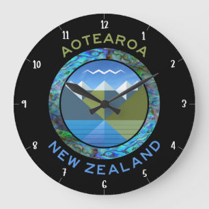 NEW ZEALAND PAUA FIORDLAND LARGE CLOCK