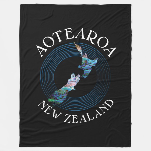 NEW ZEALAND PAUA MAP RINGS FLEECE BLANKET (Front)