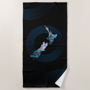 NEW ZEALAND PAUA RINGS BEACH TOWEL