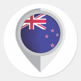 New Zealand Pin Location Flag Classic Round Sticker
