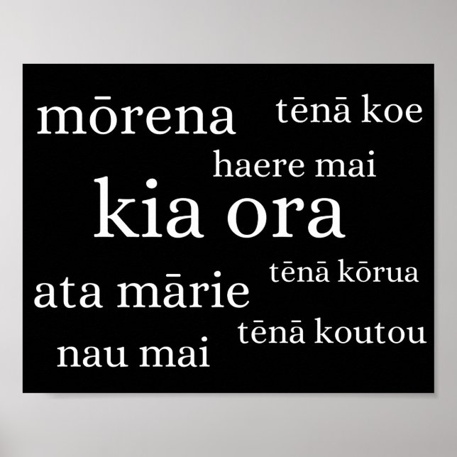 New Zealand Poster with Kiwi Greetings (Front)