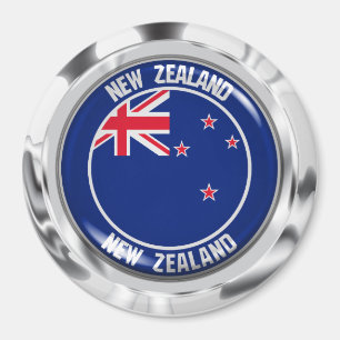New Zealand Round Emblem Magnet