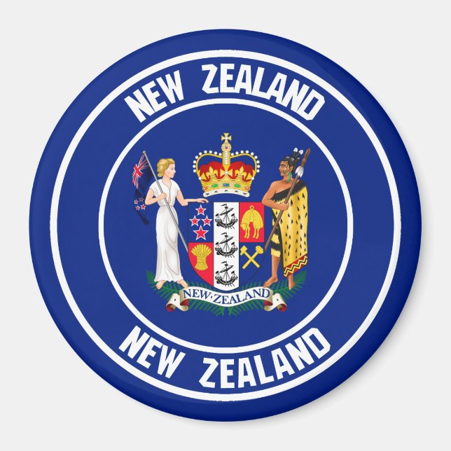 New Zealand Round Emblem Magnet (Front)