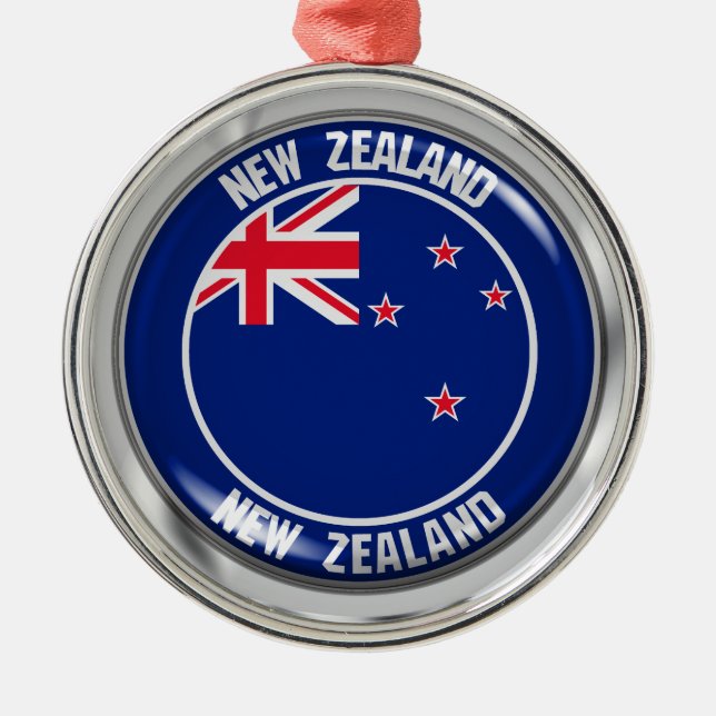 New Zealand Round Emblem Metal Ornament (Front)