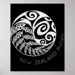 New Zealand Rugby Maori Insred Kiwi & Silver F Poster