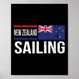 New Zealand Sailing Flag Sailors Boating Match Tea Poster