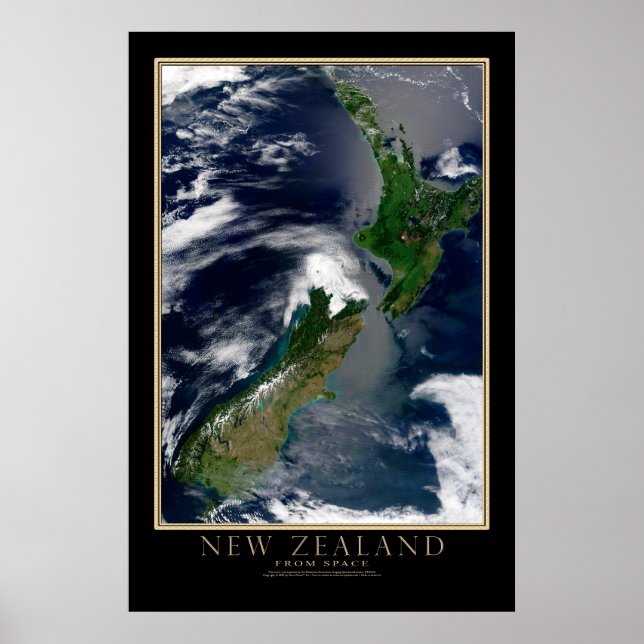 New Zealand Satellite Poster Map (Front)