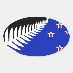 New Zealand Silver Fern Flag Oval Sticker