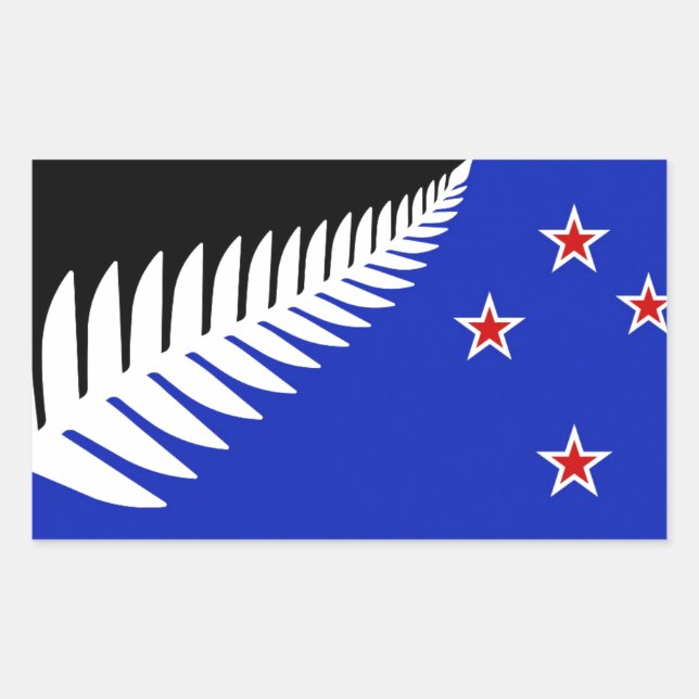 New Zealand Silver Fern Flag Rectangular Sticker (Front)