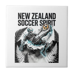 New Zealand Soccer Spirit Skeleton Striker Nations Ceramic Tile