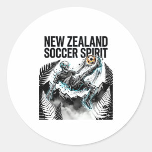 New Zealand Soccer Spirit Skeleton Striker Nations Classic Round Sticker
