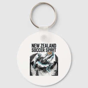 New Zealand Soccer Spirit Skeleton Striker Nations Key Ring