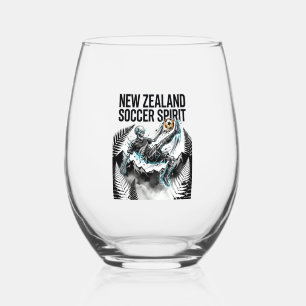 New Zealand Soccer Spirit Skeleton Striker Nations Stemless Wine Glass