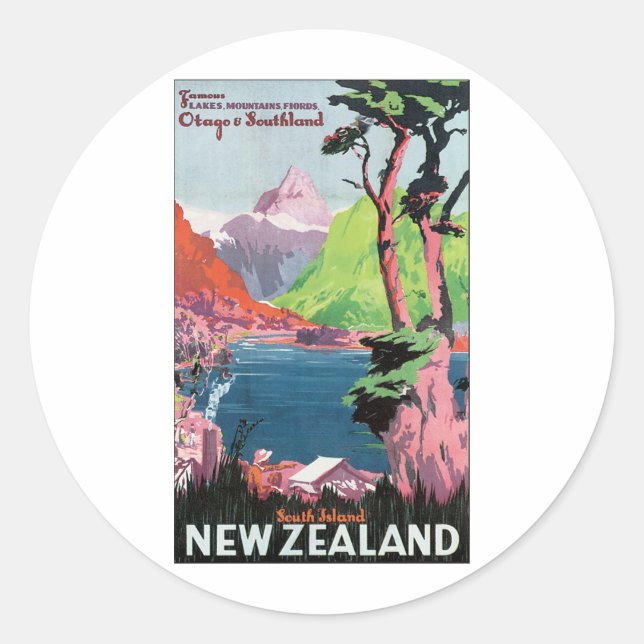 New Zealand South Island Classic Round Sticker (Front)