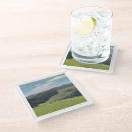 New Zealand Souvenir Rolling Hills Photo Glass Coaster