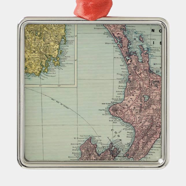 New Zealand, Tasmania, Fiji Metal Tree Decoration (Front)