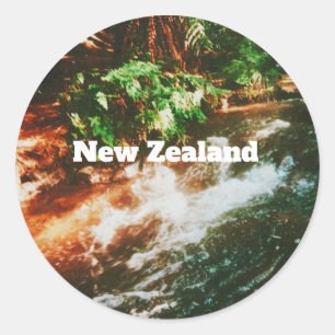 New Zealand Travel Print Classic Round Sticker
