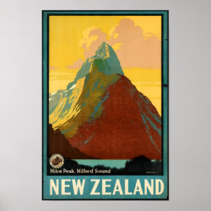New Zealand Travel Vintage Poster
