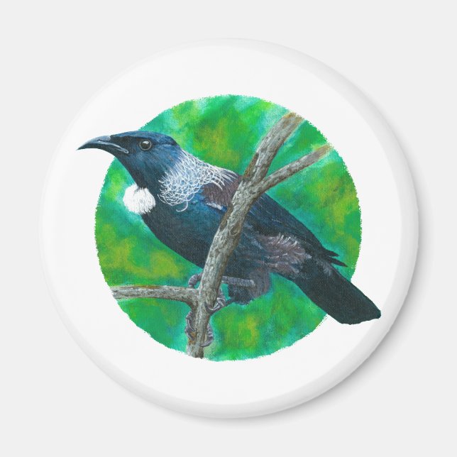 New Zealand Tui - Painting in acrylic Magnet (Front)
