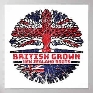 New Zealand Uk United Kingdom British Tree Roots Poster