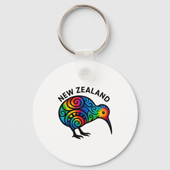 New Zealand Vacation, New Zealand Souvenirs, Kiwi  Key Ring (Front)