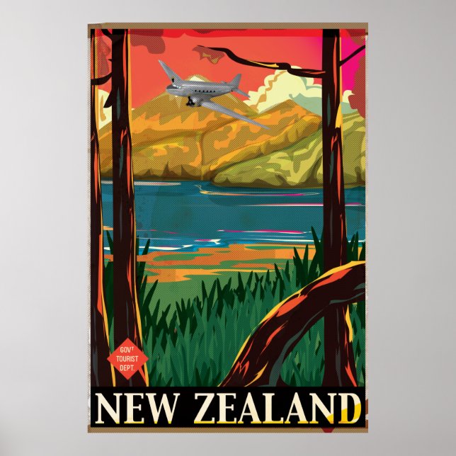 New Zealand Vintage flight Poster (Front)