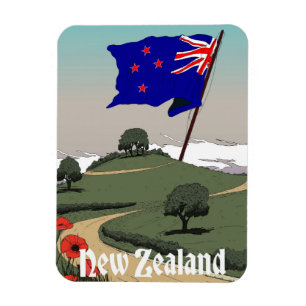new Zealand Vintage Travel  Magnet