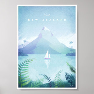 New Zealand Vintage Travel Poster