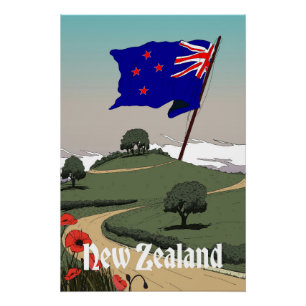 new Zealand Vintage Travel Poster