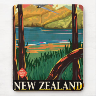 New Zealand Vintage Travel Poster Mouse Pad