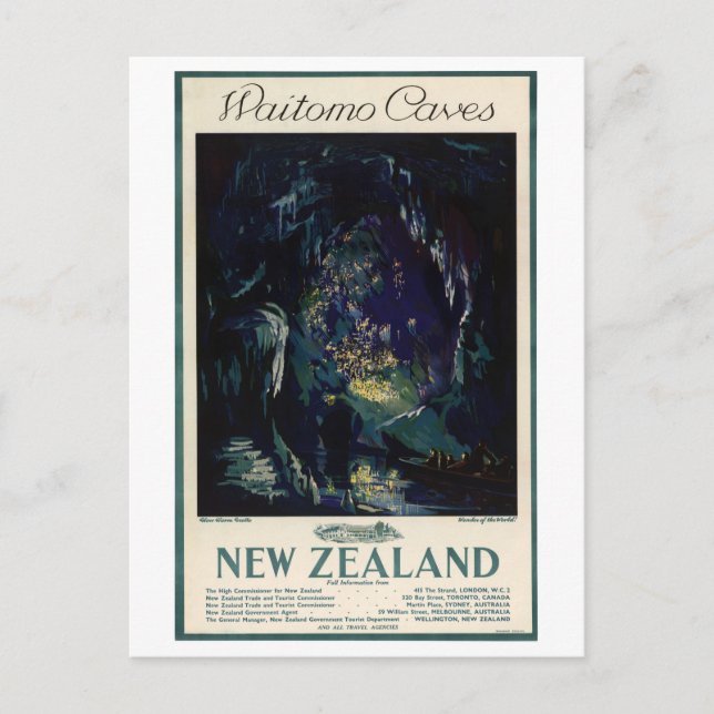 New Zealand Vintage Travel Poster Postcard (Front)
