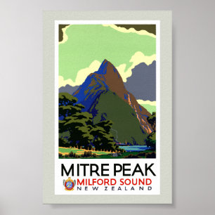 New Zealand Vintage Travel Poster Restored