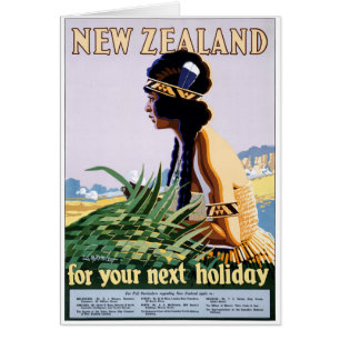 New Zealand Vintage Travel Poster Restored