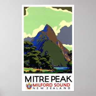 New Zealand Vintage Travel Poster Restored