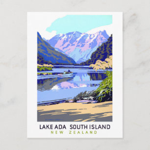 New Zealand Vintage Travel Poster Restored Postcard
