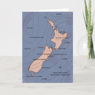 new zealand Vintage weather map Invitation