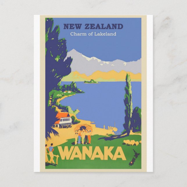 New Zealand Wanaka Vintage Travel Postcard (Front)