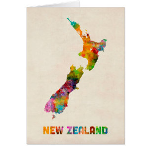 New Zealand, Watercolor Map