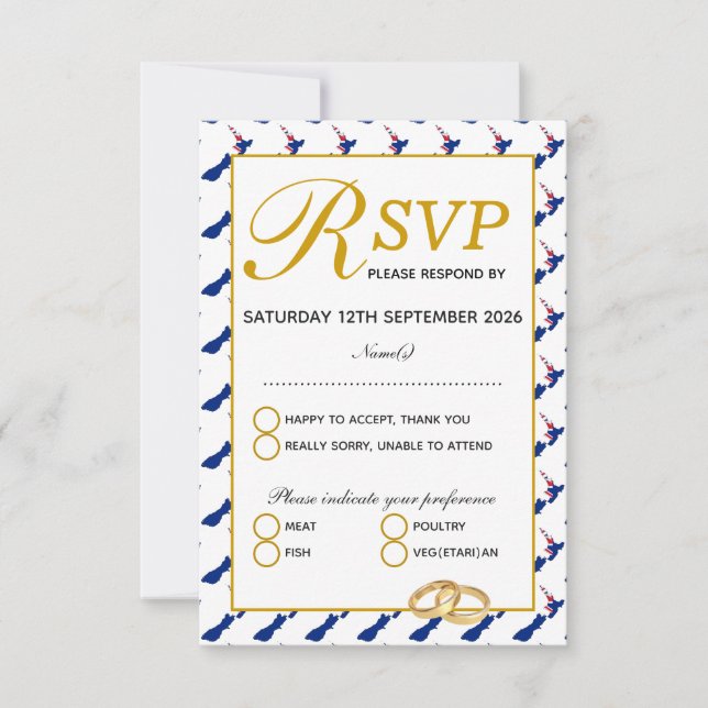 NEW ZEALAND Wedding Celebration RSVP Response Card (Front)