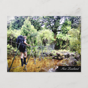 New Zealand, Wilderness trekking, Wire Bridge Postcard