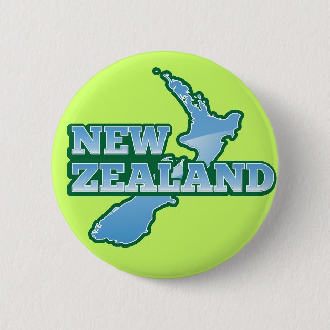 NEW ZEALAND with a map 6 Cm Round Badge (Front)