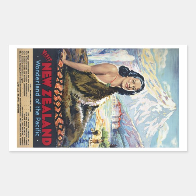New Zealand: Wonderland of the Pacific Rectangular Sticker (Front)